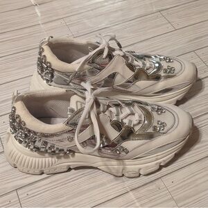 Sam Edelman Women's Silver and White Embellished Sneakers